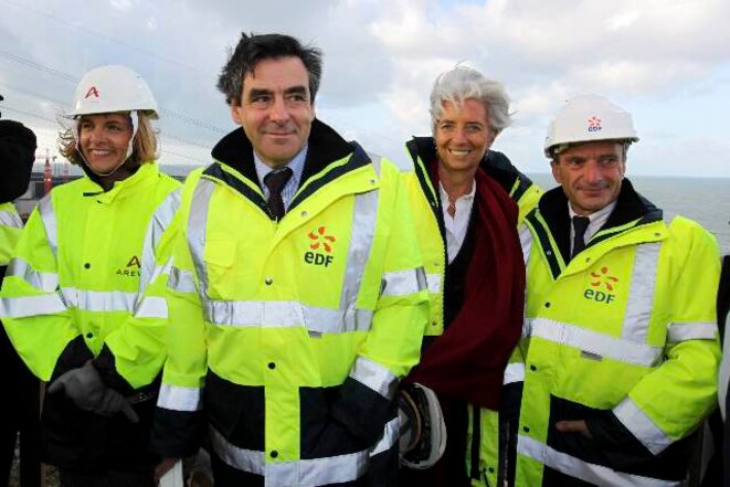 Anne Lauvergeon, François Fillon, Christine Lagarde, Henri Proglio (à droite) sur le chantier de l'EPR à Flamanville (Manche) © Reuters Anne Lauvergeon, François Fillon, Christine Lagarde, Henri Proglio (à droite) sur le chantier de l'EPR à Flamanville (Manche) © Reuters